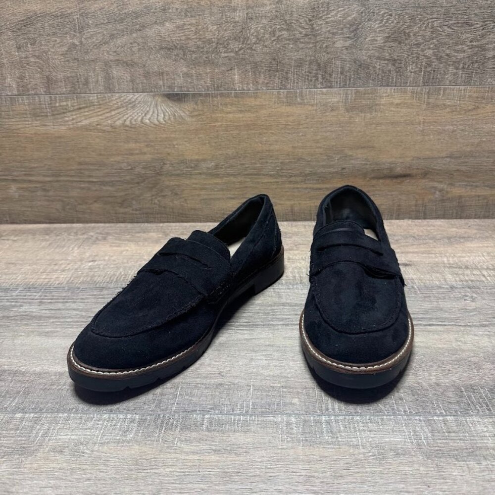 Anne Klein Everly Black Suede Loafers Women's Size 10